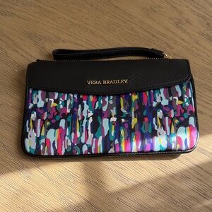 Vera Bradley Black and Colorful Pattern Wristlet